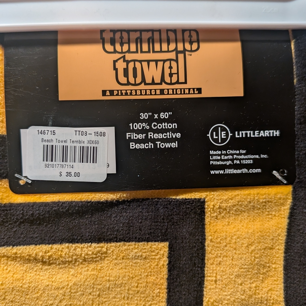 Little Earth Yellow and Black Beach Towel - Picture 3 of 8